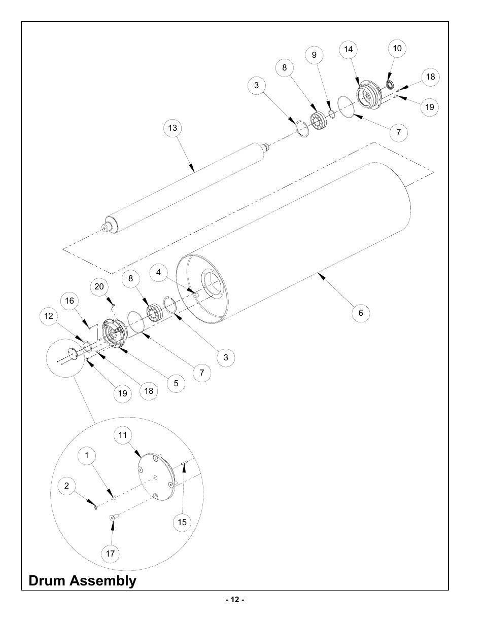 Drum assembly | MBW AT84 User Manual | Page 15 / 21