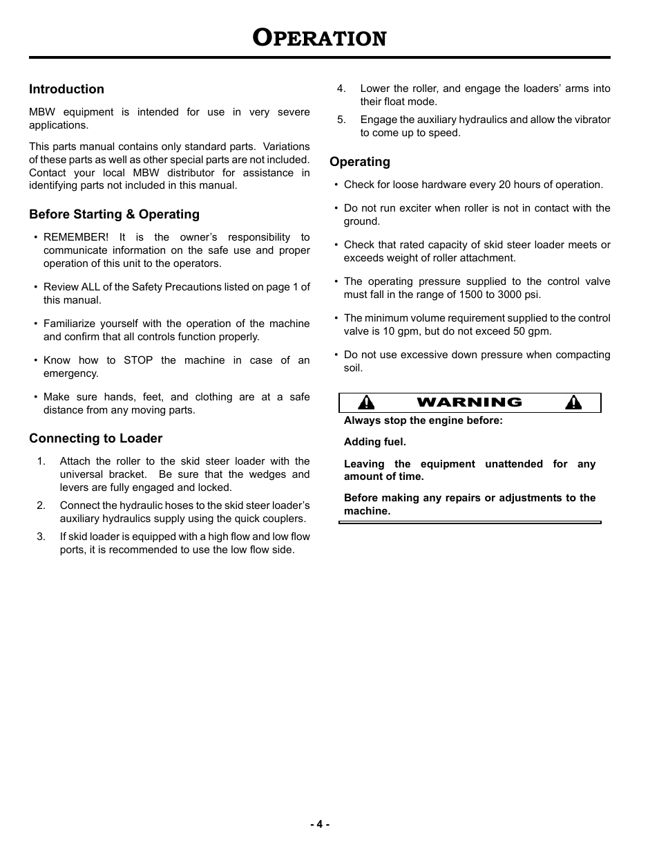 Peration | MBW AT84 User Manual | Page 7 / 21