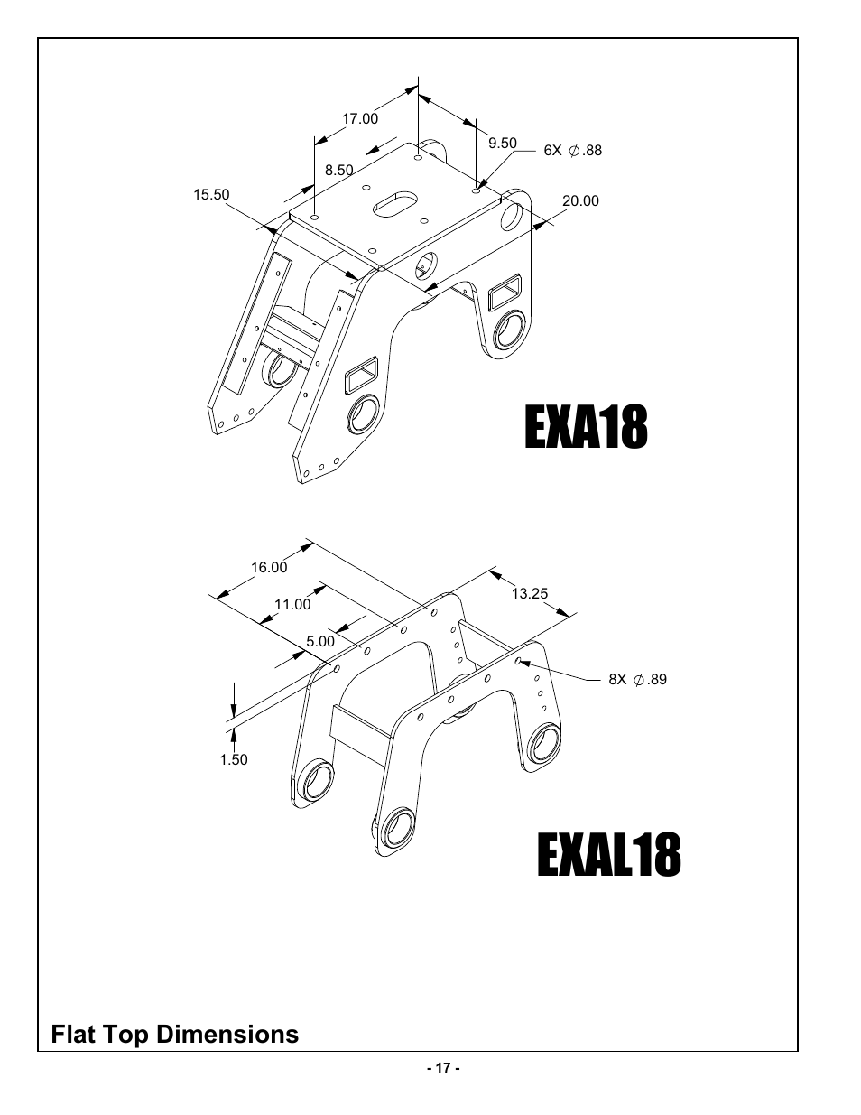Flat top dimensions | MBW EXA30 User Manual | Page 20 / 21