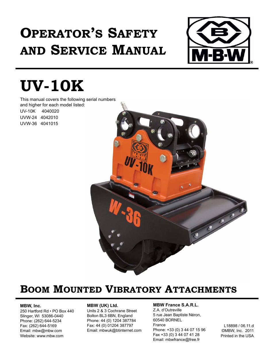 MBW UV-10K User Manual | 25 pages