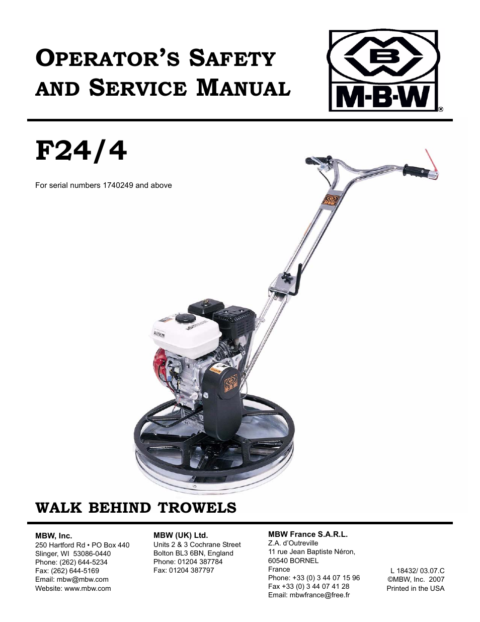 MBW F24/4 User Manual | 14 pages