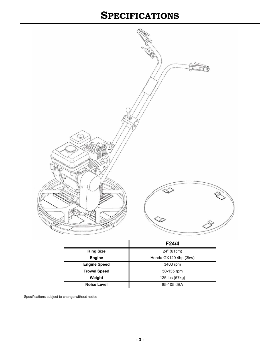 Specifications, Pecifications | MBW F24/4 User Manual | Page 6 / 14