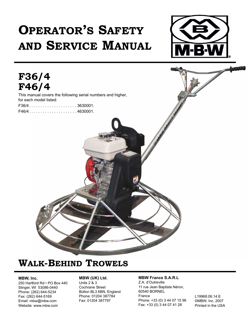 MBW F46/4 User Manual | 29 pages