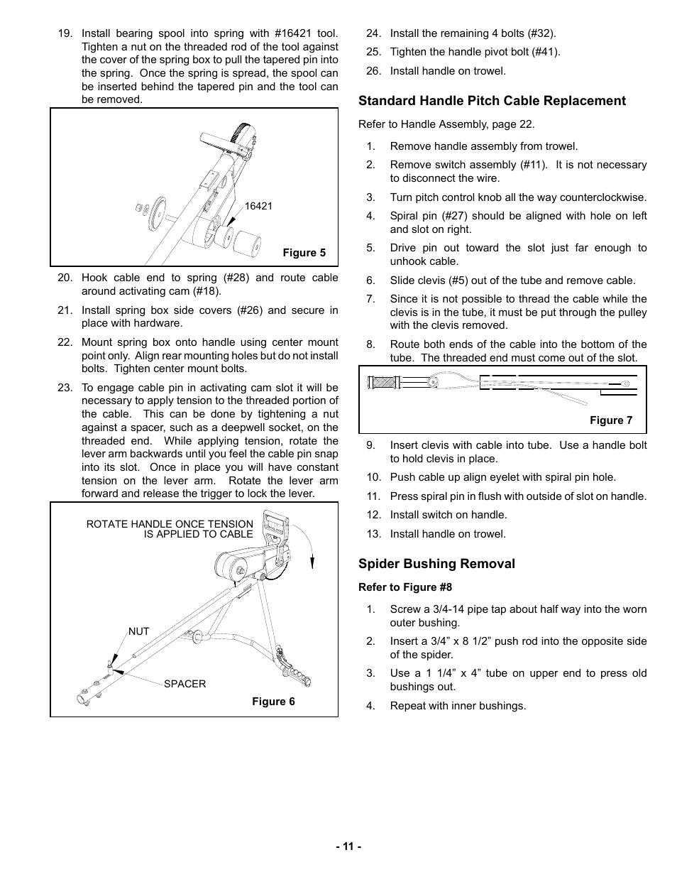 Standard handle pitch cable replacement, Spider bushing removal | MBW F46/4 User Manual | Page 14 / 29