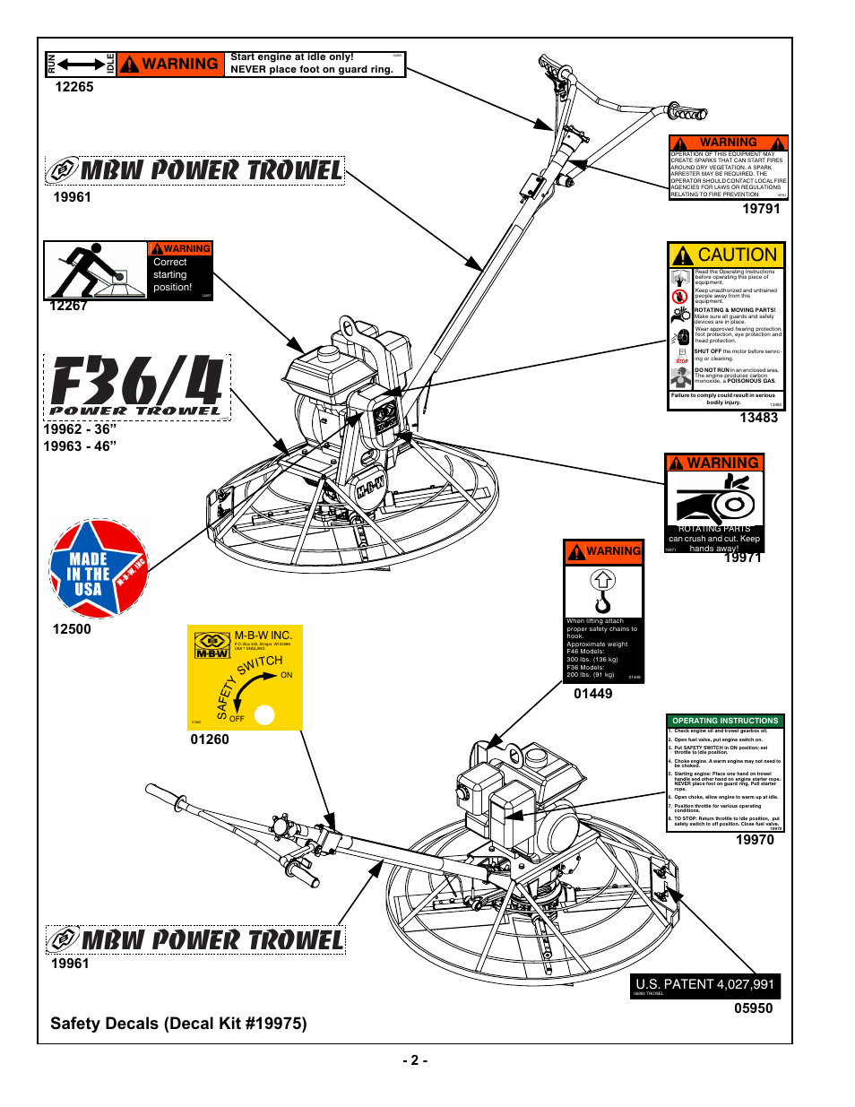 F36/4, Mbw power trowel, Caution | Warning | MBW F46/4 User Manual | Page 5 / 29