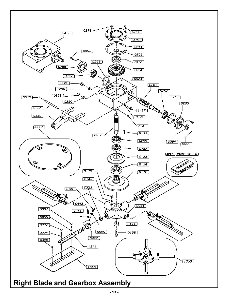 Right blade and gearbox assembly | MBW MK8 75 User Manual | Page 16 / 21