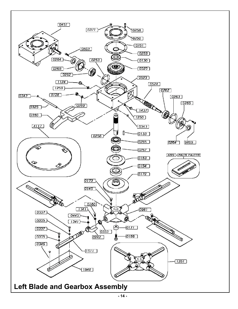 Left blade and gearbox assembly | MBW MK8 75 User Manual | Page 17 / 21