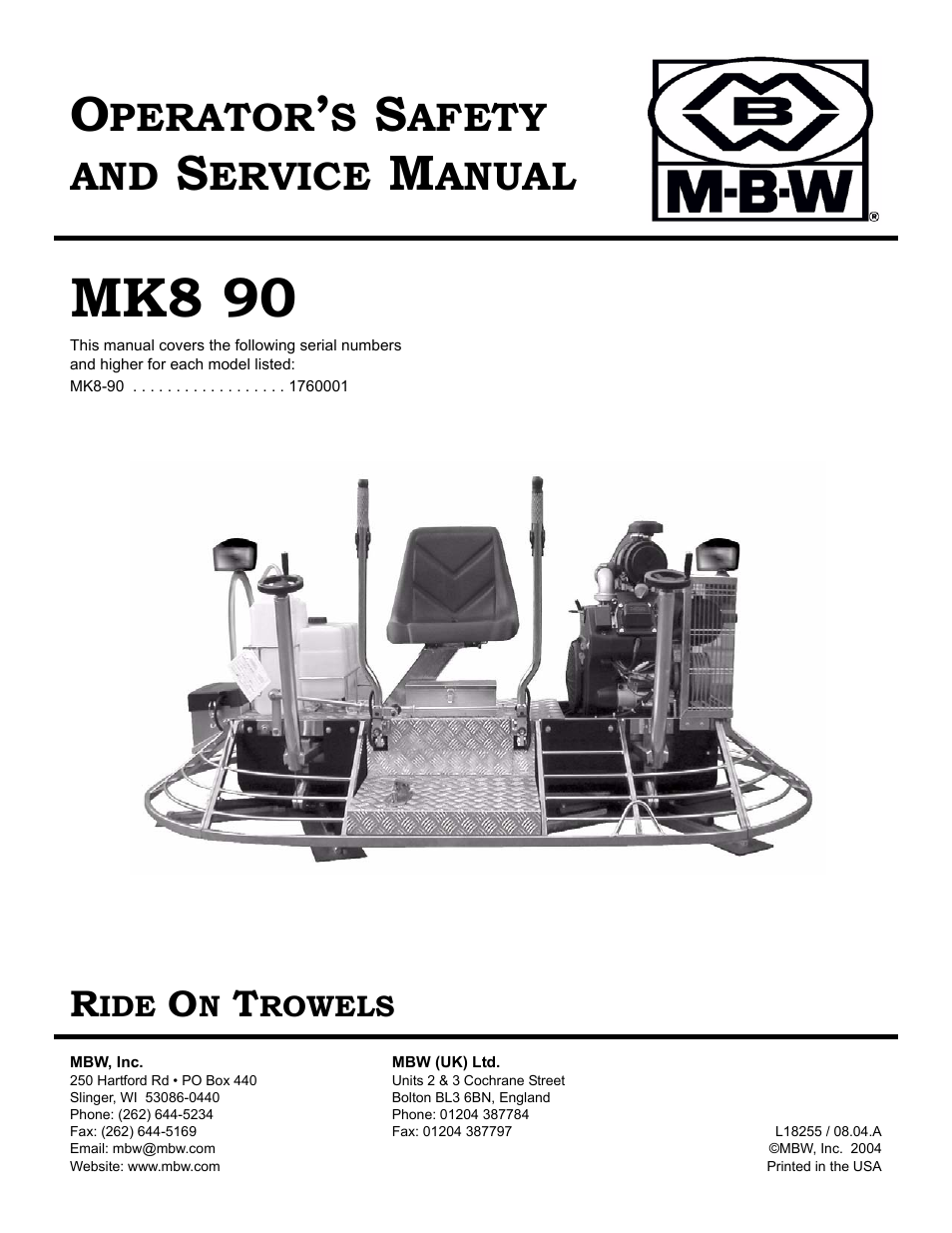 MBW MK8 90 User Manual | 23 pages