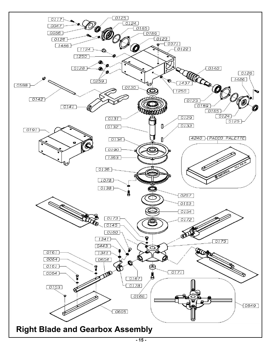 Right blade and gearbox assembly | MBW MK8 90 User Manual | Page 18 / 23