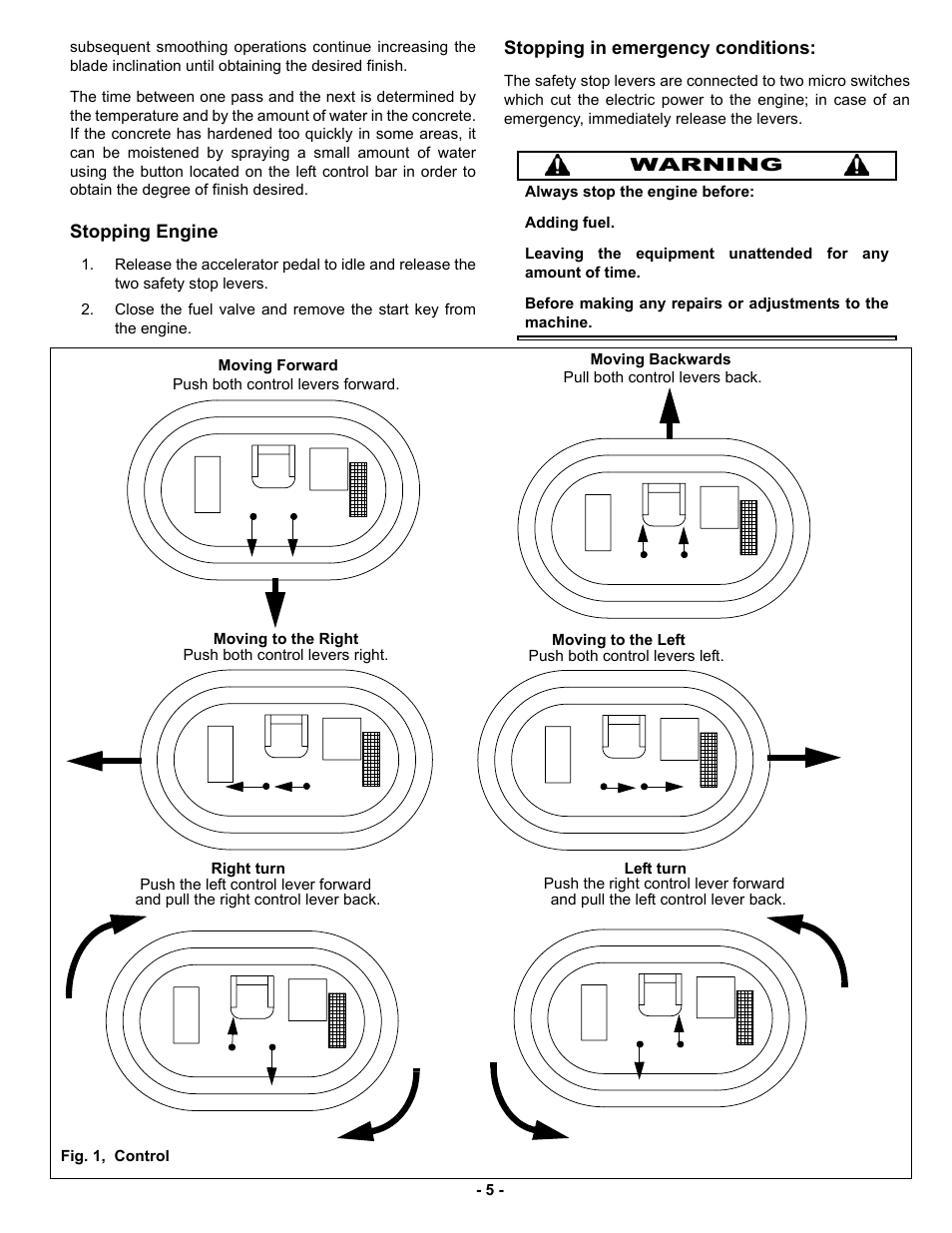 Stopping engine, Stopping in emergency conditions | MBW MK8 90 User Manual | Page 8 / 23