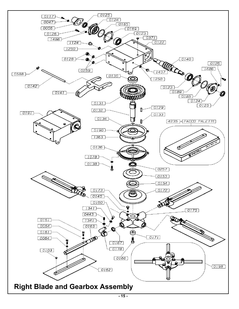Right blade and gearbox assembly | MBW MK8 120 User Manual | Page 18 / 24