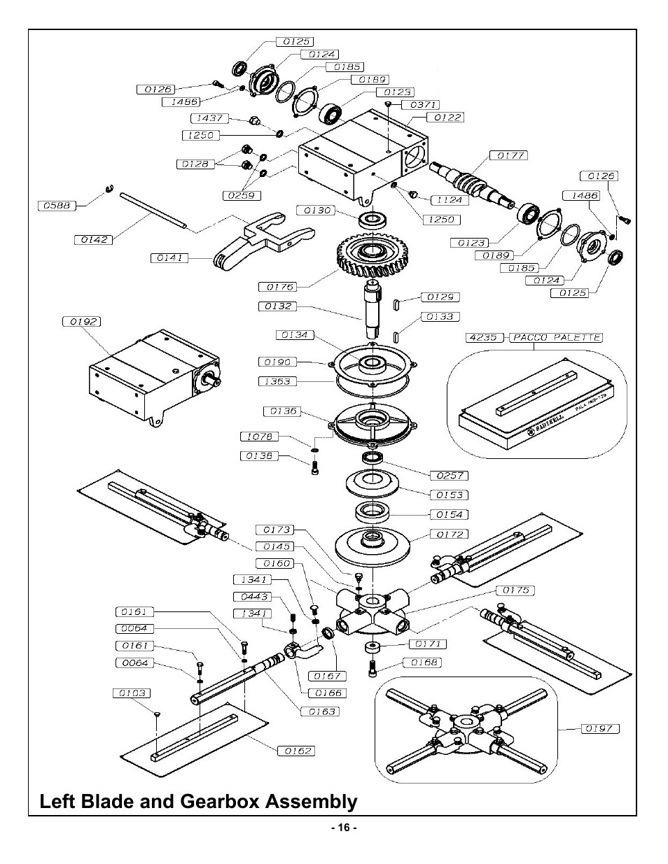 Left blade and gearbox assembly | MBW MK8 120 User Manual | Page 19 / 24