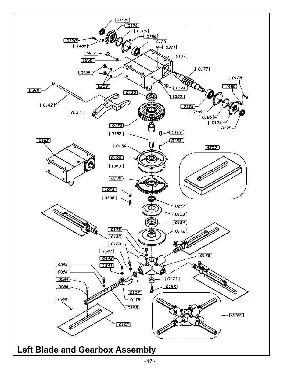 Left blade and gearbox assembly | MBW MK8 121 User Manual | Page 20 / 23