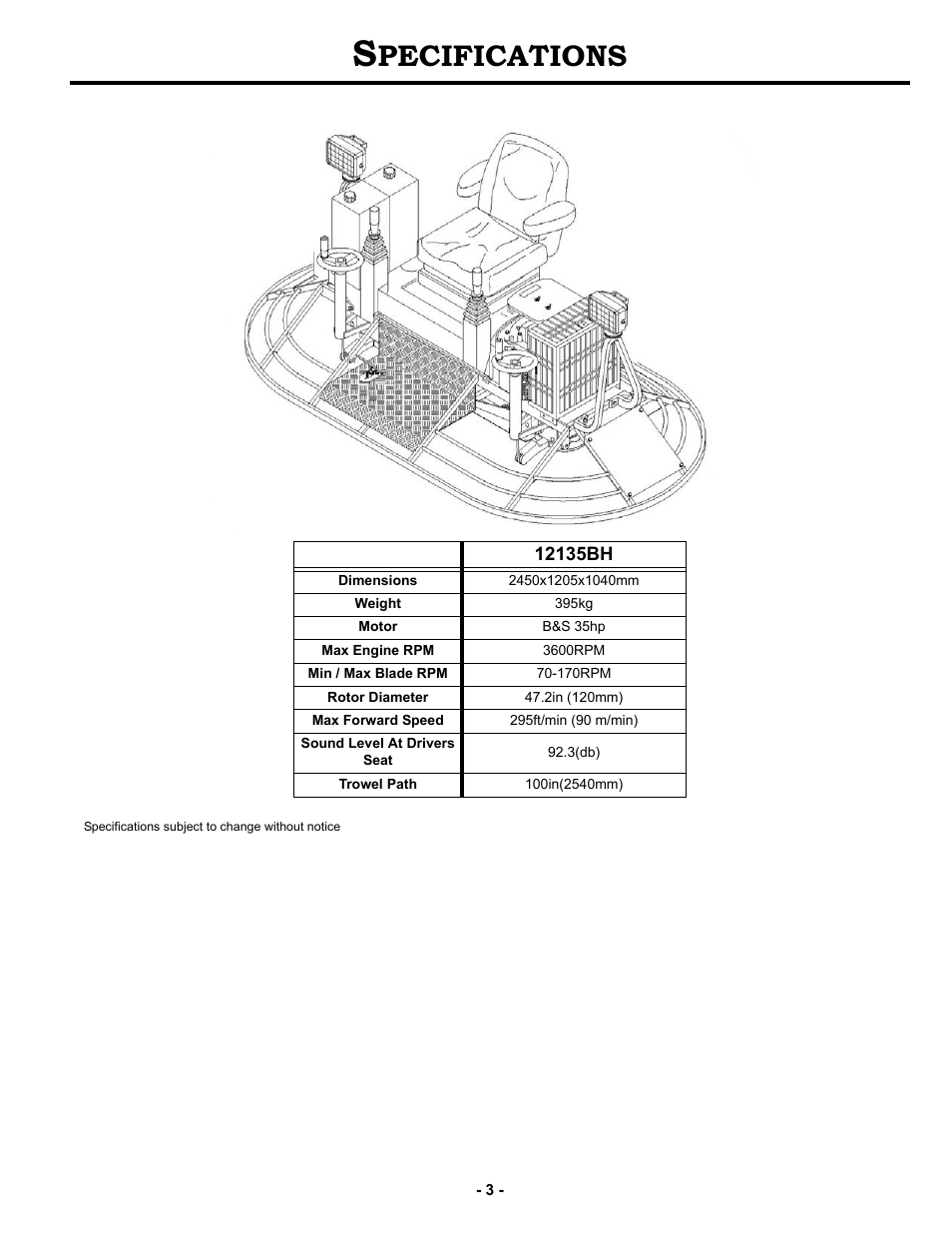 Specifications, Pecifications | MBW MK8 121 User Manual | Page 6 / 23