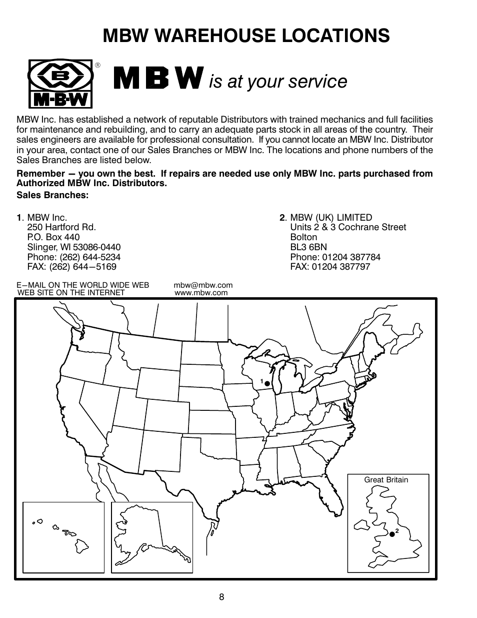 Mbw warehouse locations is at your service | MBW Blitzscreed User Manual | Page 10 / 56