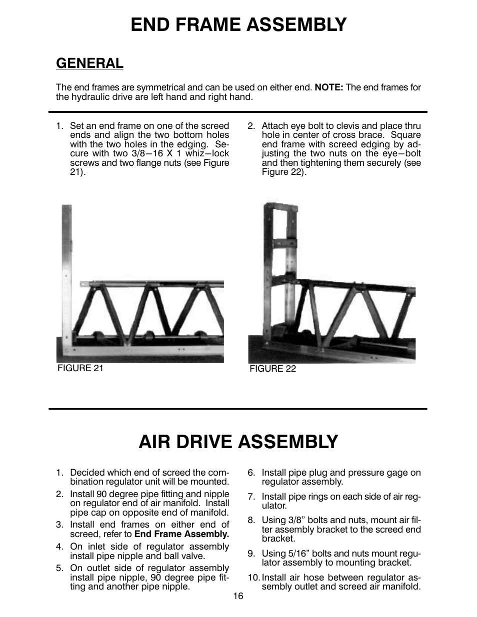 End frame assembly, Air drive assembly, General | MBW Blitzscreed User Manual | Page 18 / 56