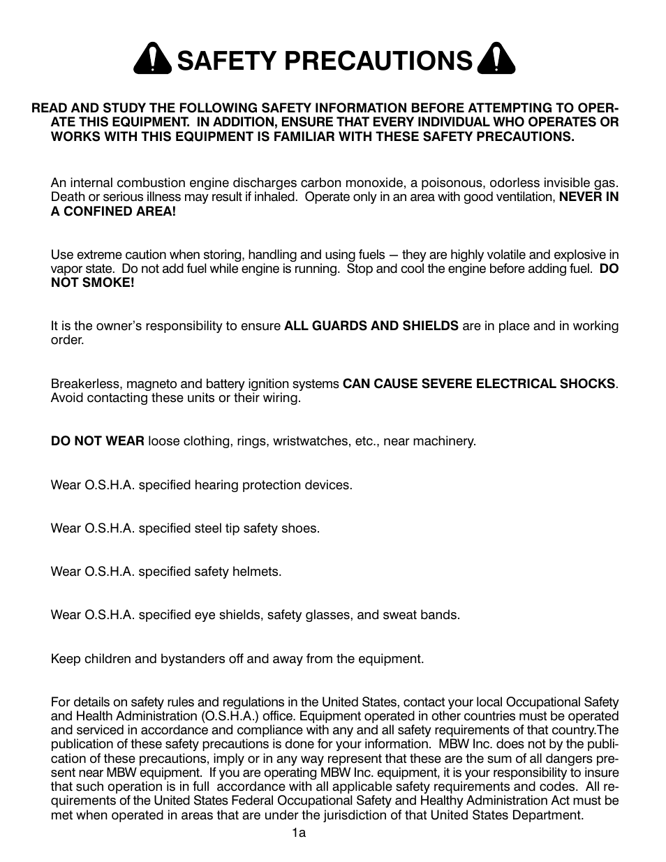 Safety precautions | MBW Blitzscreed User Manual | Page 3 / 56