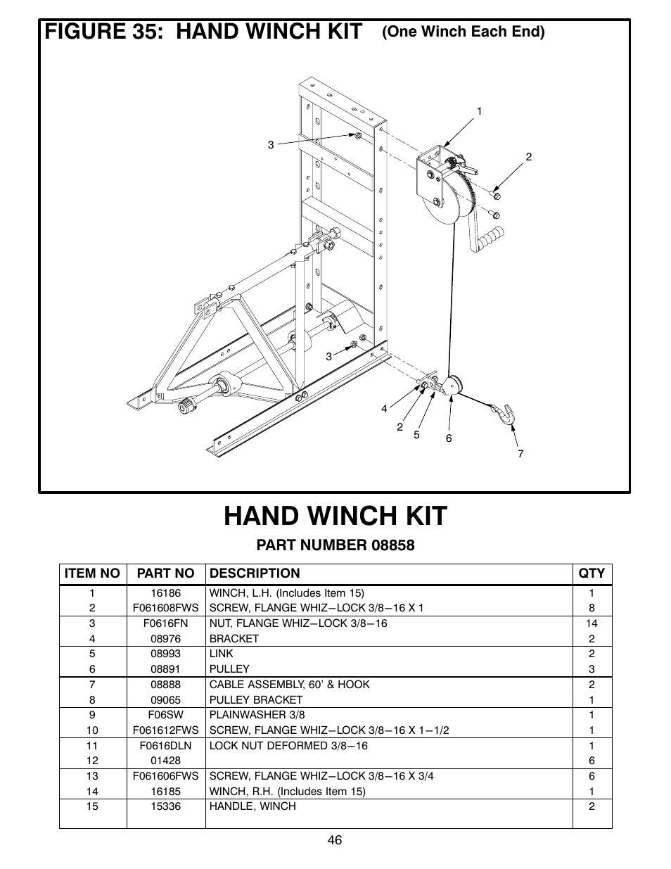 Hand winch kit, Figure 35: hand winch kit | MBW Blitzscreed User Manual | Page 48 / 56