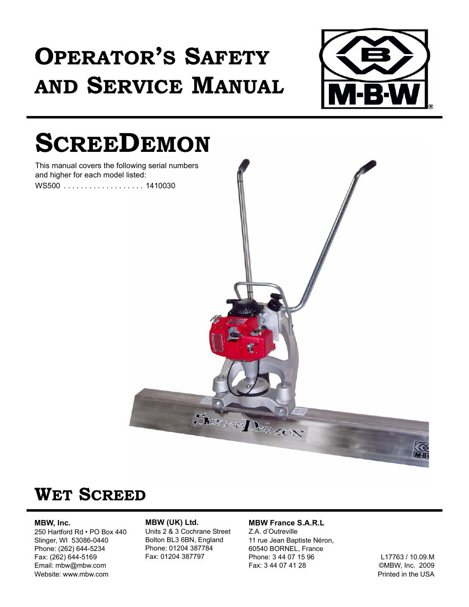 MBW WS500 User Manual | 21 pages