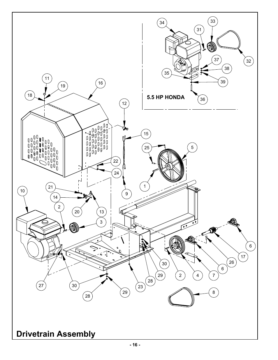 Drivetrain assembly | MBW MM90 User Manual | Page 19 / 33