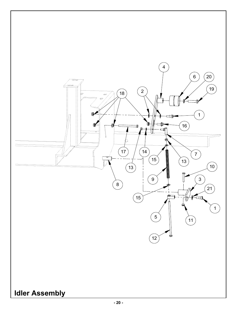 Idler assembly | MBW MM90 User Manual | Page 23 / 33