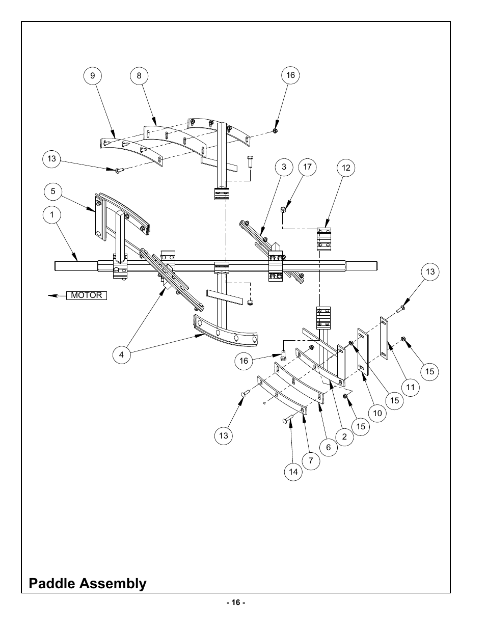 Paddle assembly | MBW MM121 User Manual | Page 19 / 25