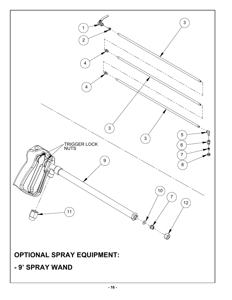 Optional spray equipment, Optional spray equipment: - 9’ spray wand | MBW BMS95 User Manual | Page 19 / 21