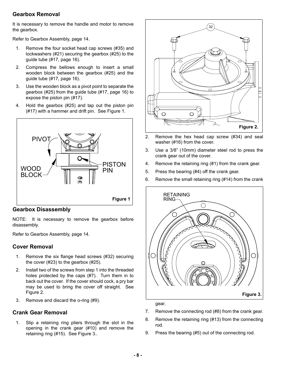 Gearbox removal, Gearbox disassembly, Cover removal | Crank gear removal | MBW AR57 User Manual | Page 11 / 25