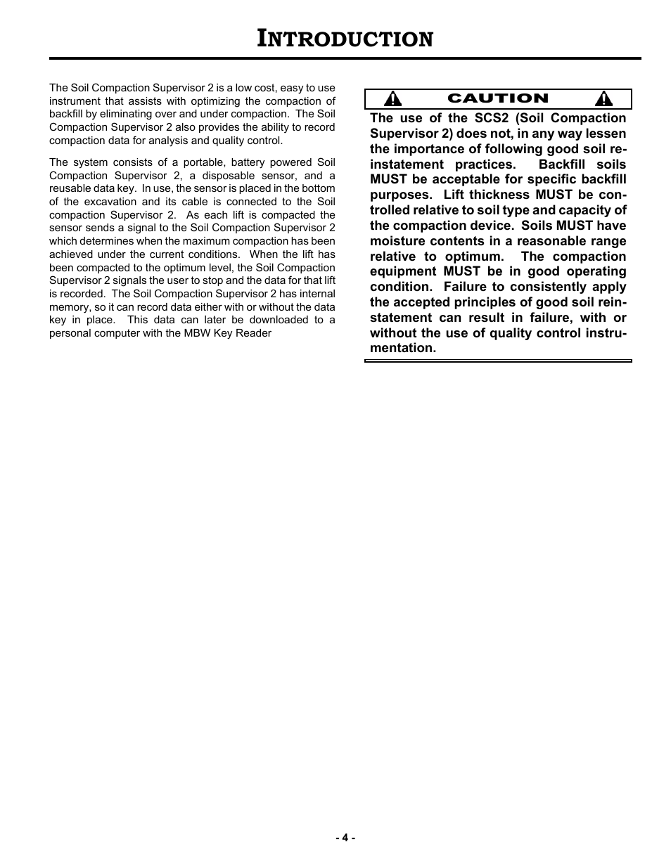 Introduction, Ntroduction | MBW SCS2 User Manual | Page 6 / 17