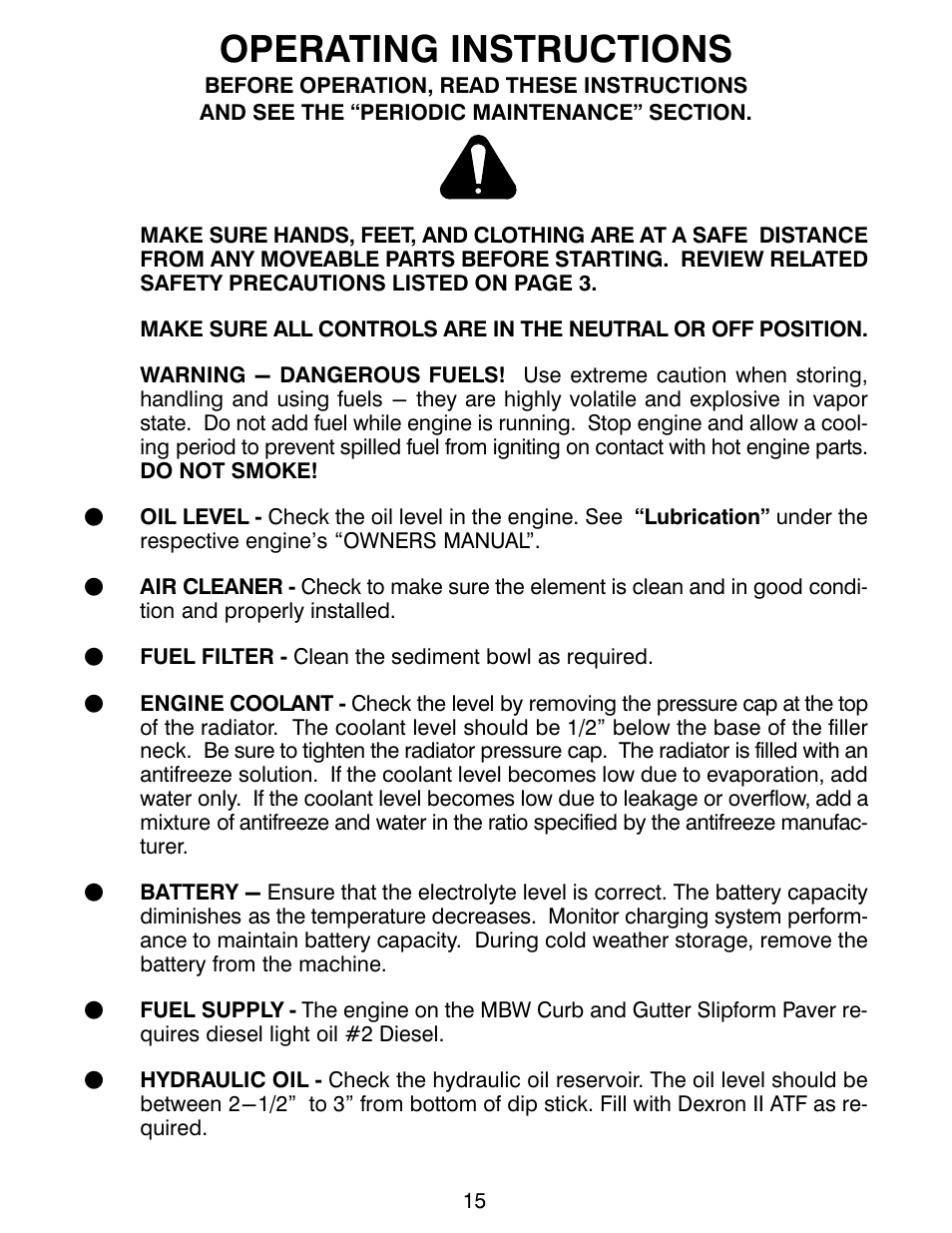 Operating instructions | MBW CG200 User Manual | Page 17 / 56