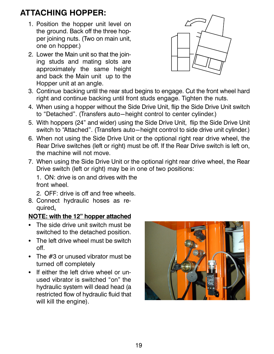Attaching hopper | MBW CG200 User Manual | Page 21 / 56