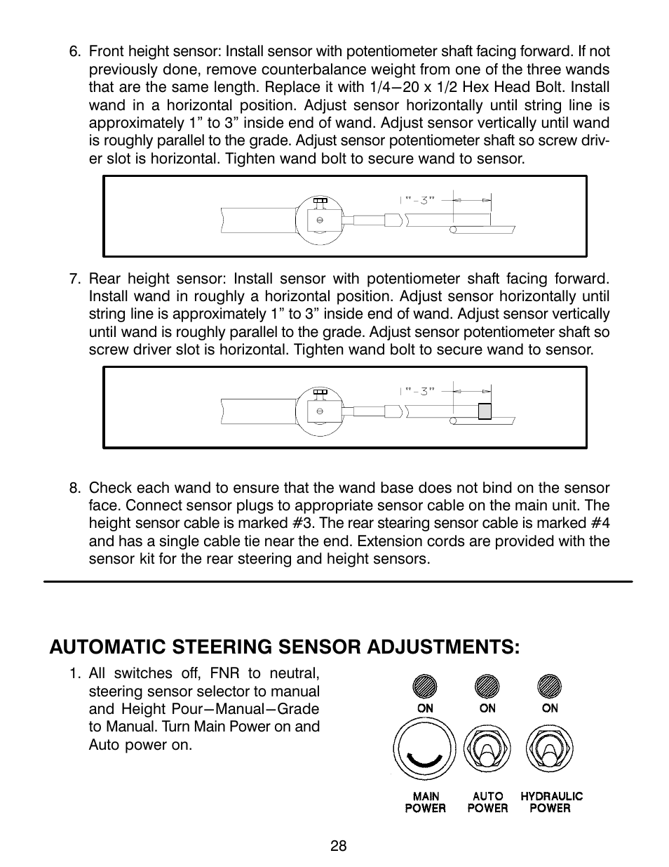Automatic steering sensor adjustments | MBW CG200 User Manual | Page 30 / 56