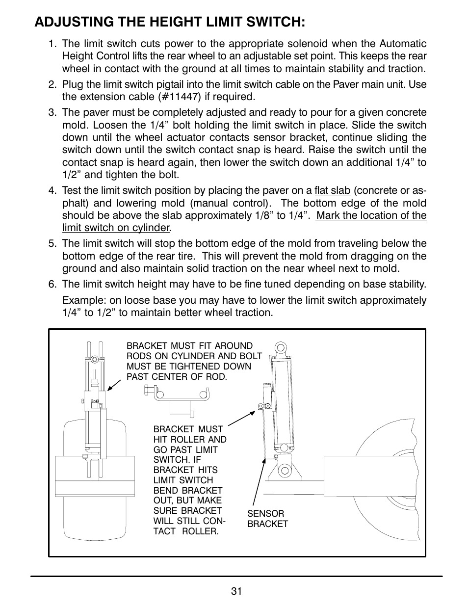 Adjusting the height limit switch | MBW CG200 User Manual | Page 33 / 56