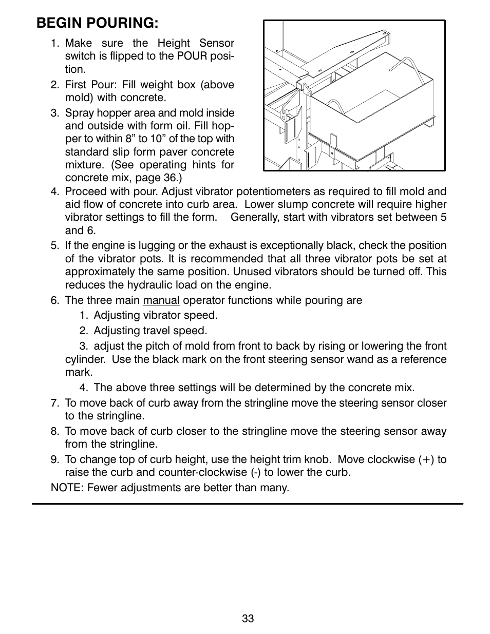 Begin pouring | MBW CG200 User Manual | Page 35 / 56