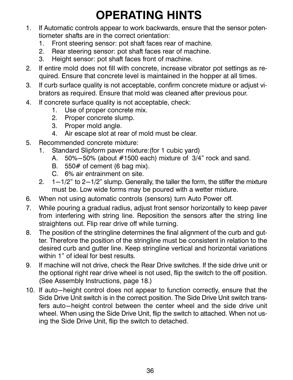 Operating hints | MBW CG200 User Manual | Page 38 / 56
