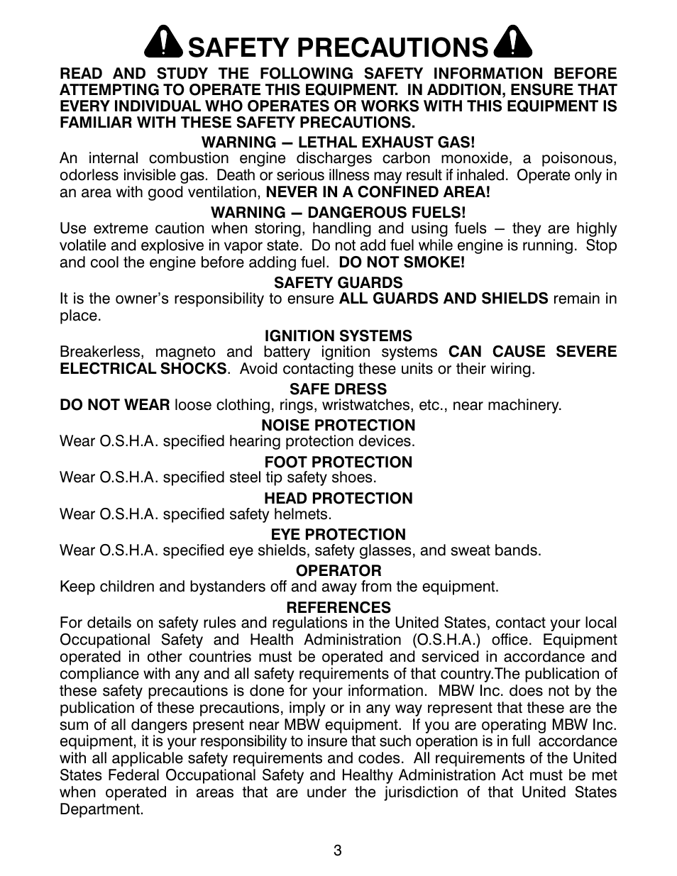 Safety precautions | MBW CG200 User Manual | Page 5 / 56