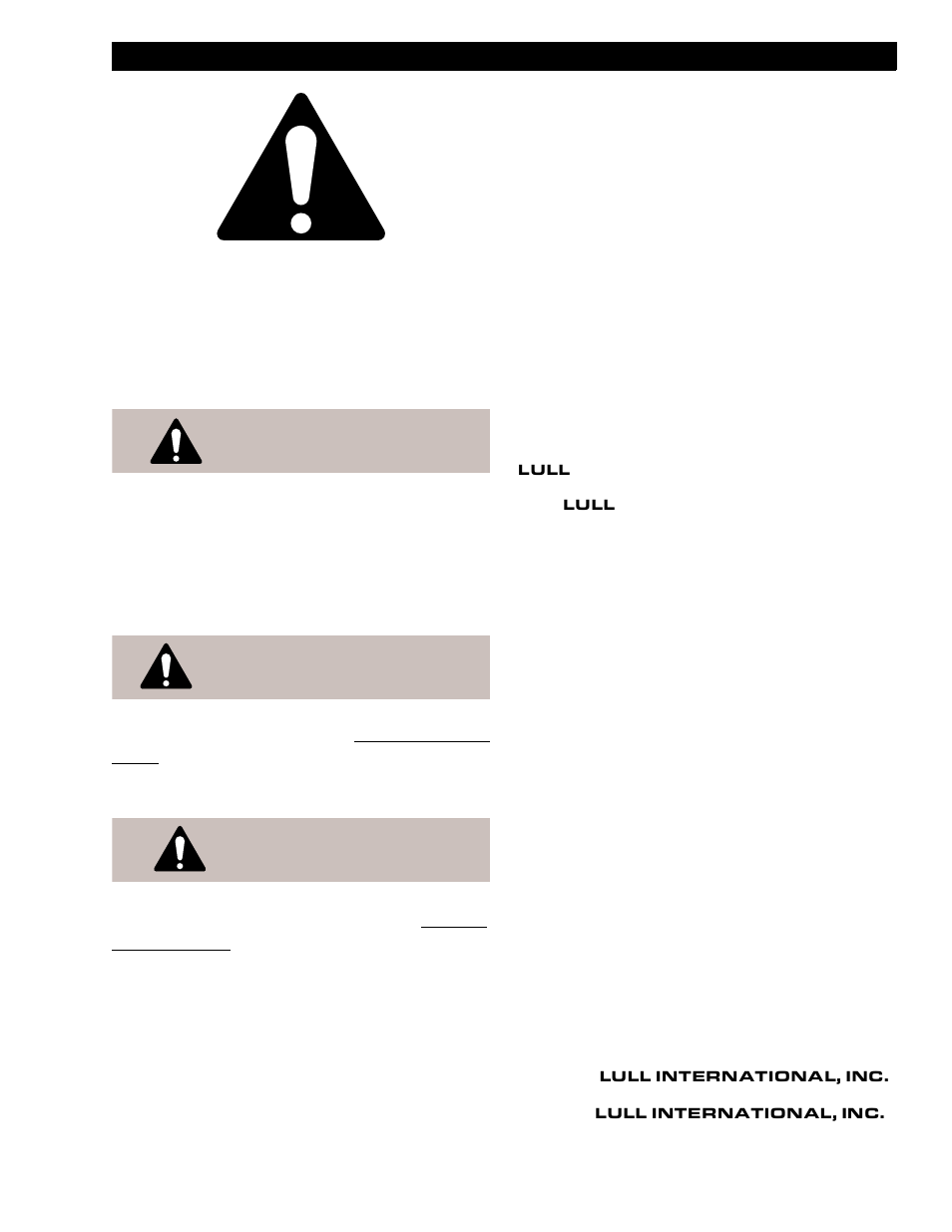Safety, Caution, Warning | Danger, W1038 w | Lull 644B Operation Manual User Manual | Page 5 / 42