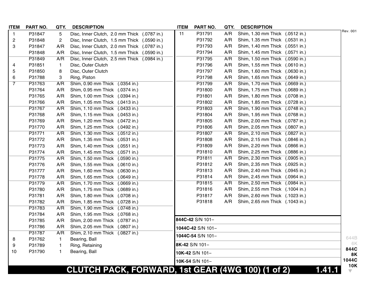 Clutch pack, forward, 1st gear (4wg 100) (1 of 2) | Lull 644B Parts Manual User Manual | Page 101 / 792