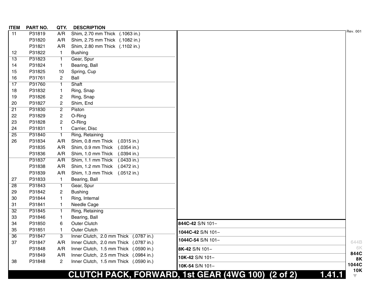 Clutch pack, forward, 1st gear (4wg 100) (2 of 2) | Lull 644B Parts Manual User Manual | Page 103 / 792
