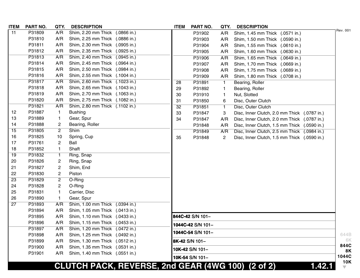 Clutch pack, reverse, 2nd gear (4wg 100) (2 of 2) | Lull 644B Parts Manual User Manual | Page 107 / 792