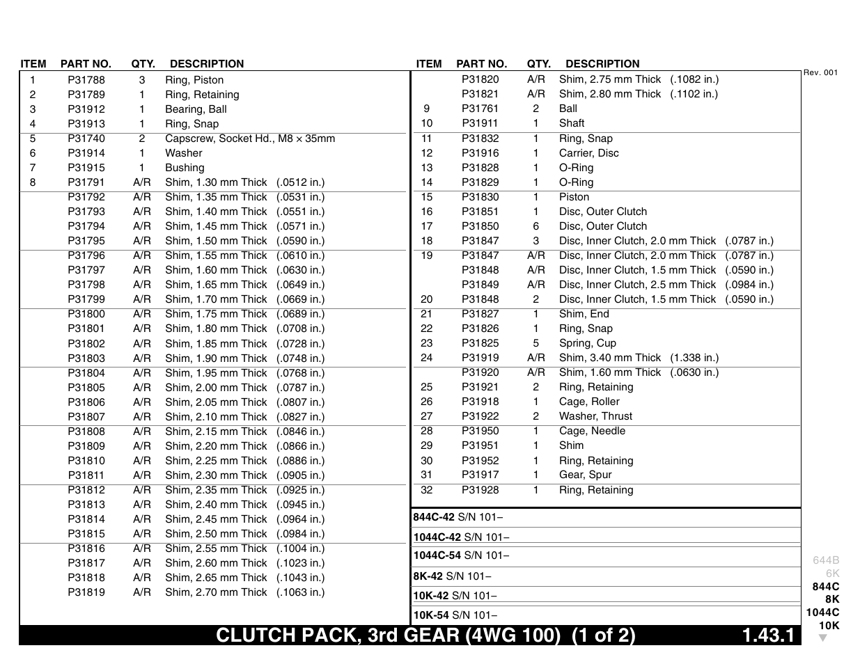 Clutch pack, 3rd gear (4wg 100) (1 of 2) 1.43.1, Clutch pack, 3rd gear (4wg 100) (1 of 2) | Lull 644B Parts Manual User Manual | Page 109 / 792