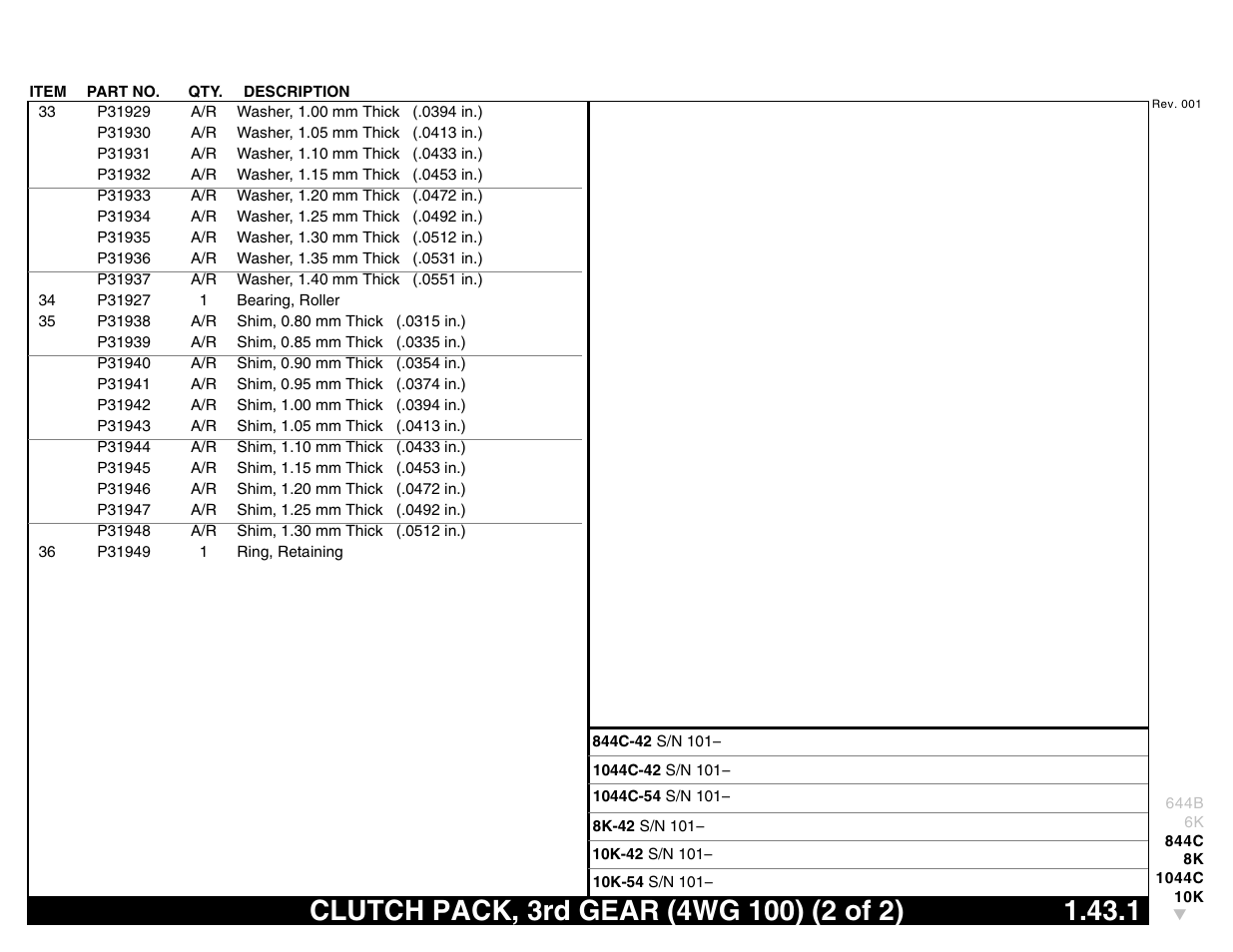 Clutch pack, 3rd gear (4wg 100) (2 of 2) 1.43.1, Clutch pack, 3rd gear (4wg 100) (2 of 2) | Lull 644B Parts Manual User Manual | Page 111 / 792