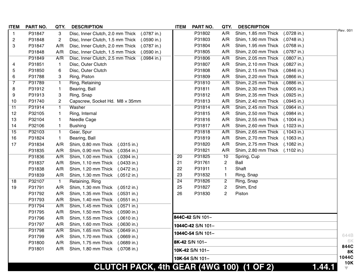Clutch pack, 4th gear (4wg 100) (1 of 2) 1.44.1, Clutch pack, 4th gear (4wg 100) (1 of 2) | Lull 644B Parts Manual User Manual | Page 113 / 792