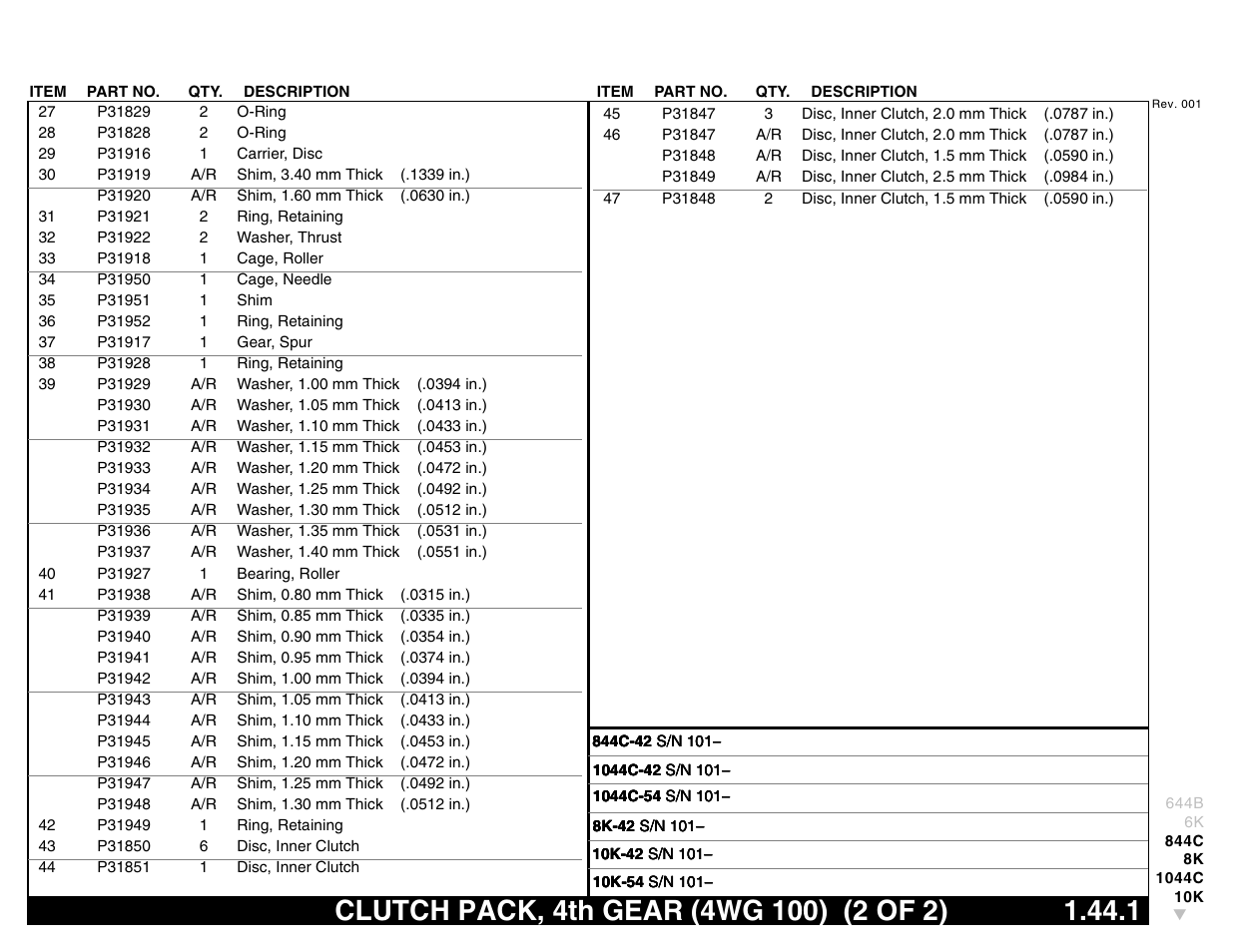 Clutch pack, 4th gear (4wg 100) (2 of 2) 1.44.1, Clutch pack, 4th gear (4wg 100) (2 of 2) | Lull 644B Parts Manual User Manual | Page 115 / 792