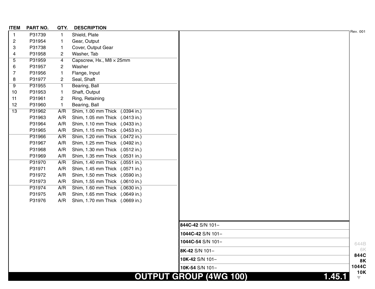 Output group (4wg 100) 1.45.1, Output group (4wg 100) | Lull 644B Parts Manual User Manual | Page 117 / 792