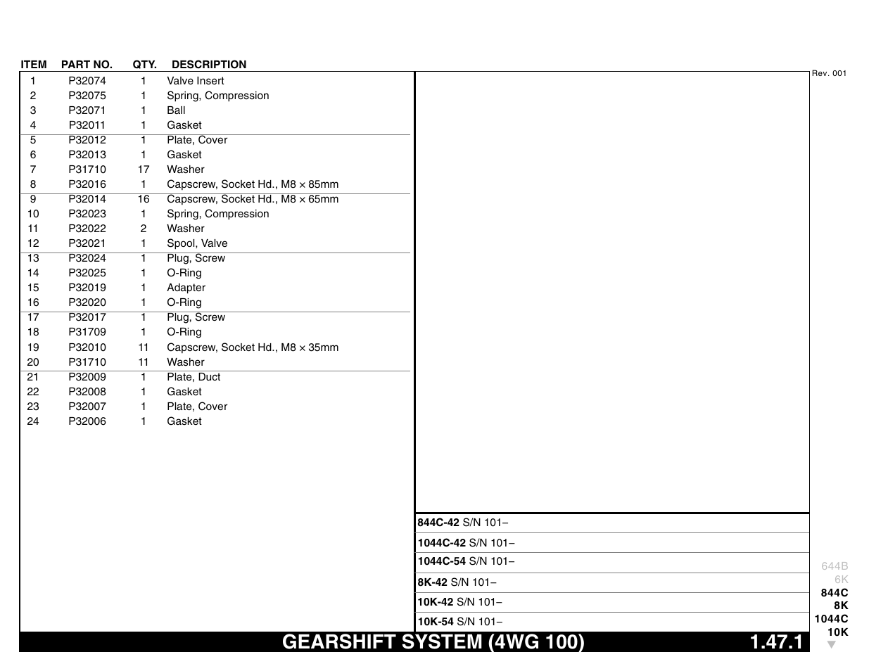 Gearshift system (4wg 100) 1.47.1, Gearshift system (4wg 100) | Lull 644B Parts Manual User Manual | Page 121 / 792
