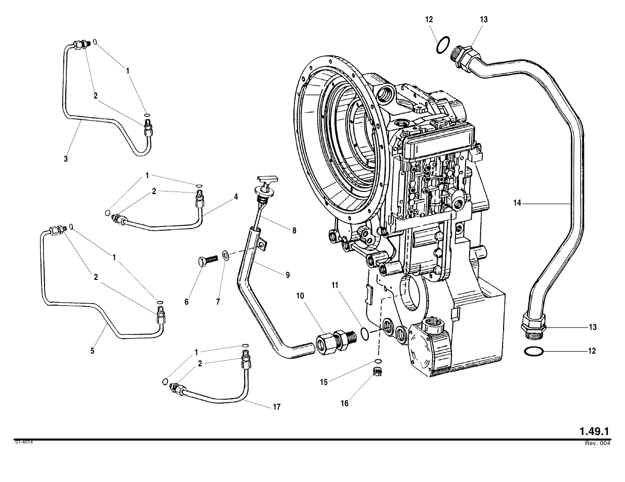 Oil tubes & dipstick, 1 for breakdown) | Lull 644B Parts Manual User Manual | Page 124 / 792