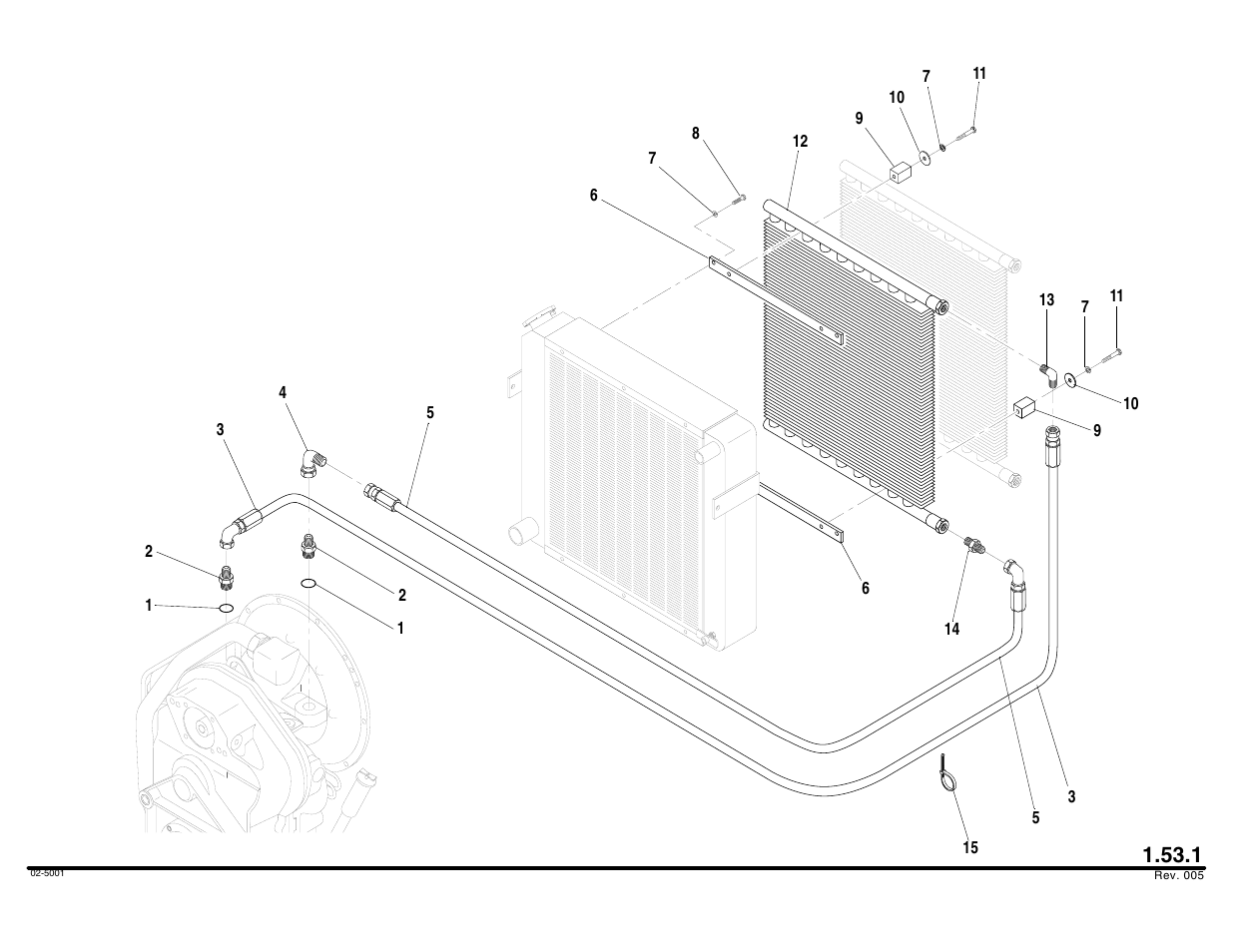 Transmission oil cooler assembly | Lull 644B Parts Manual User Manual | Page 126 / 792