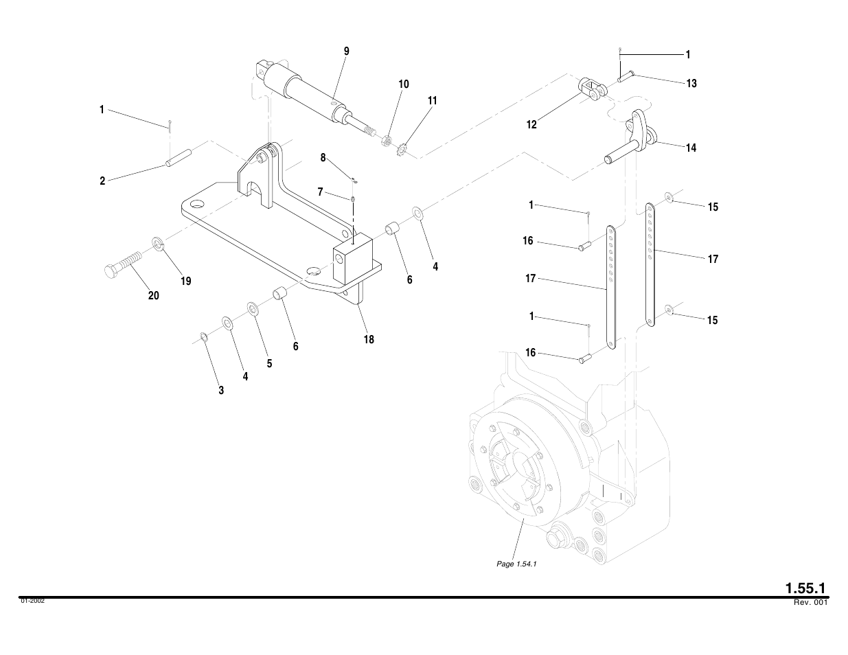 Park brake cylinder mounting & linkage assembly | Lull 644B Parts Manual User Manual | Page 132 / 792