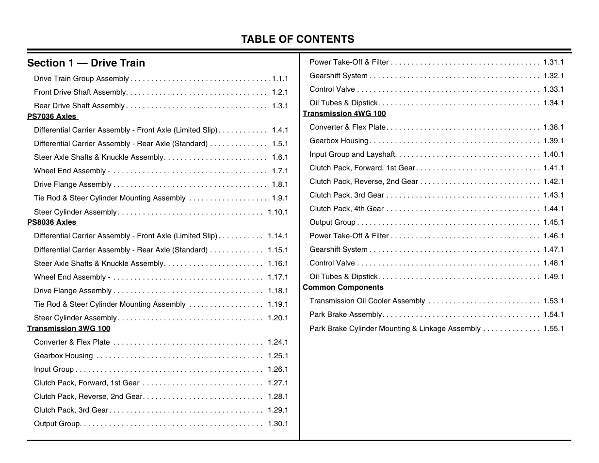 Section 1 drive train, Section 1 — drive train | Lull 644B Parts Manual User Manual | Page 15 / 792